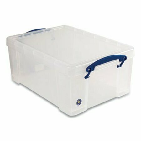 REALLY USEFUL BOX Snap-Lid Storage Bin, 2.37 Gal, 10.25in x 14.5in x 6.25in, Clear/blue, 4PK 9CPK4CB